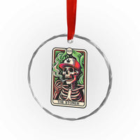 Skeleton 420 The Stoner Crystal Glass Ornament Retro Tarot Card Weed Lover Cannabis Trippy Vibes - Wonder Print Shop