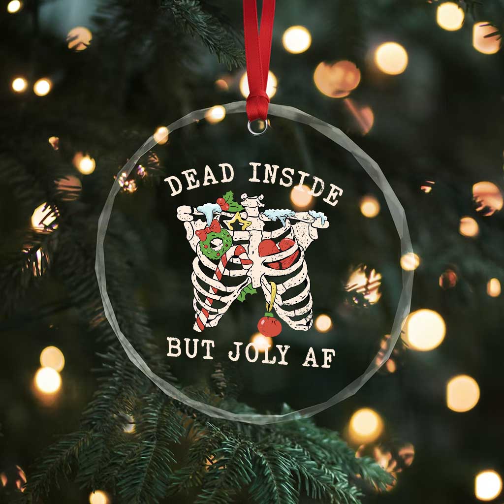 Skeleton Christmas Crystal Glass Ornament Dead Inside But Jolly AF Xmas Vibe TS02