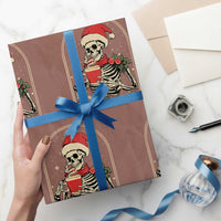 Skeleton Christmas Wrapping Paper Roll Dead Inside But Caffeinated Coffee Addict Xmas Vibe