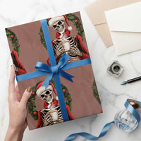 Skeleton Christmas Wrapping Paper Roll Dead Inside But Caffeinated Coffee Lover Xmas Vibe