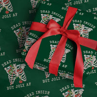 Skeleton Christmas Wrapping Paper Roll Dead Inside But Jolly AF Xmas Vibe