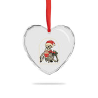 Skeleton Christmas Heart Crystal Glass Ornament Dead Inside But Caffeinated Coffee Addict Xmas Vibe - Wonder Print Shop