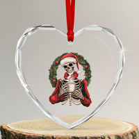 Skeleton Christmas Heart Crystal Glass Ornament Dead Inside But Caffeinated Coffee Lover Xmas Vibe - Wonder Print Shop
