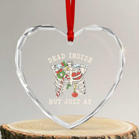 Skeleton Christmas Heart Crystal Glass Ornament Dead Inside But Jolly AF Xmas Vibe - Wonder Print Shop
