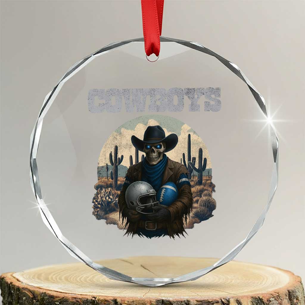Skeleton Cowboy Football Player Crystal Glass Ornament Western Fan Gift - Wonder Print Shop