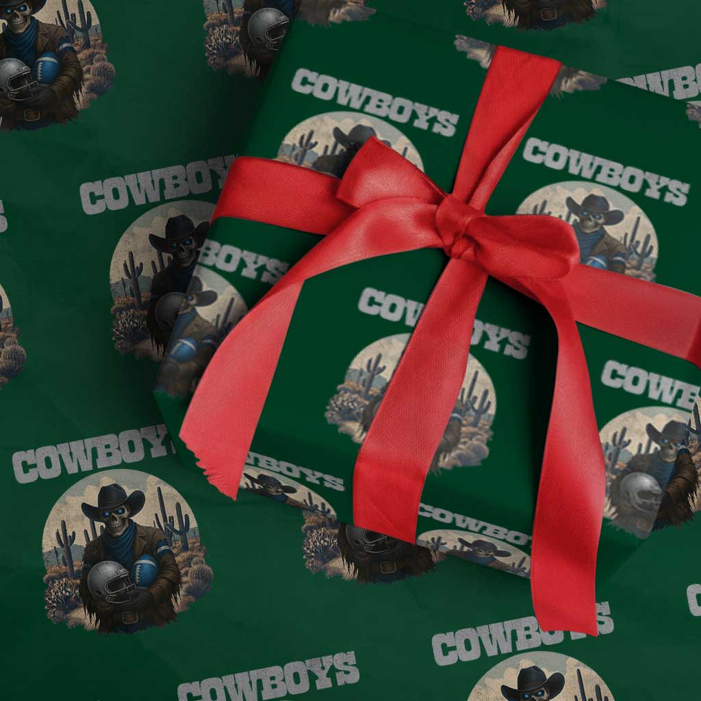 Skeleton Cowboy Football Player Wrapping Paper Roll Western Fan Gift - Wonder Print Shop