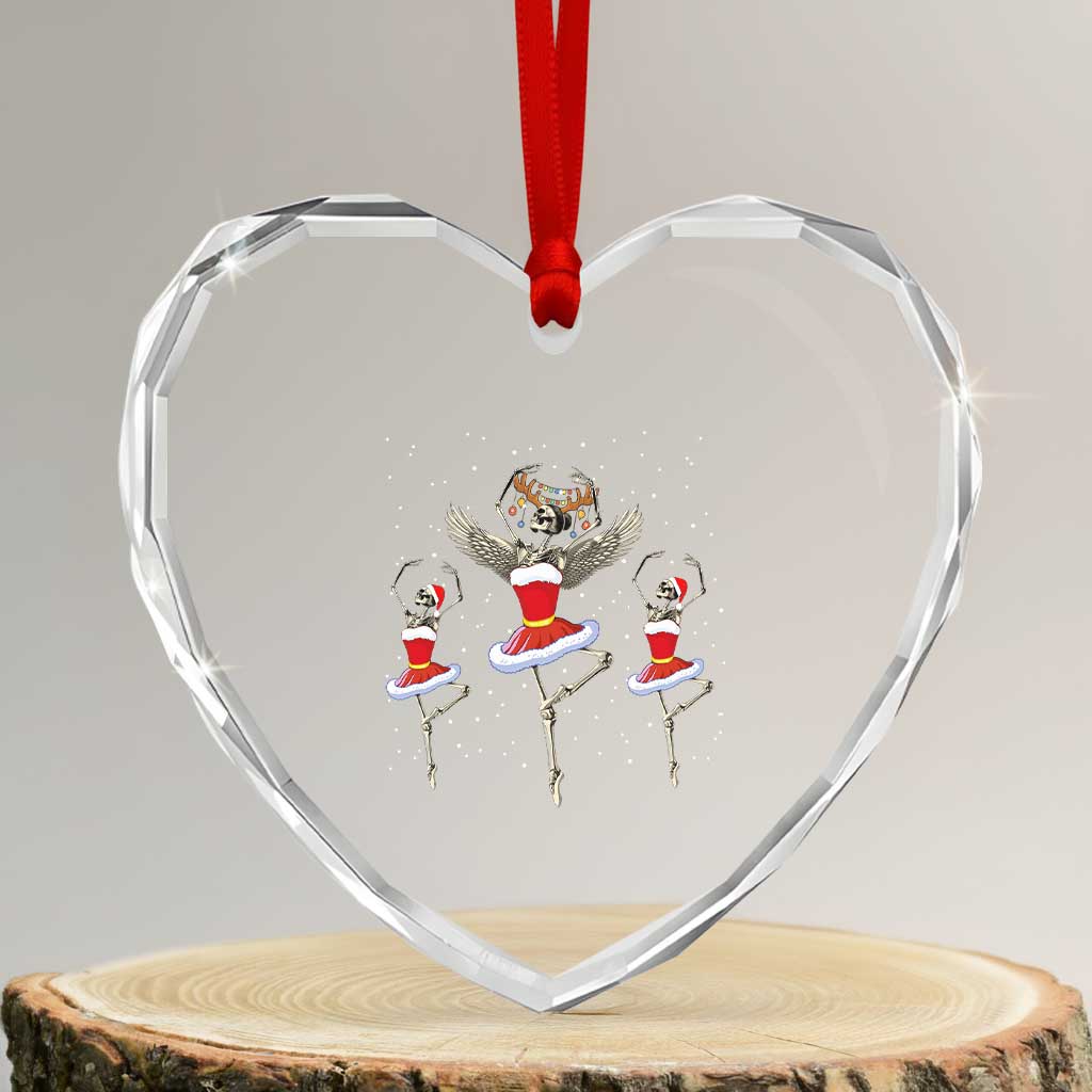 Skeleton Dancing Ballet Xmas Ballerina Heart Crystal Glass Ornament - Wonder Print Shop
