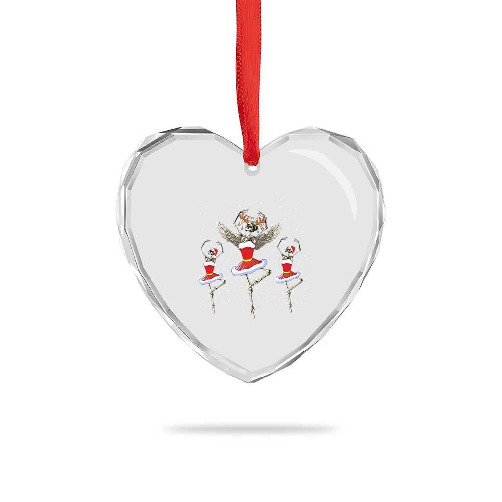 Skeleton Dancing Ballet Xmas Ballerina Heart Crystal Glass Ornament - Wonder Print Shop