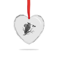 Skeleton Hand Boop Owl Heart Crystal Glass Ornament Funny Spooky Halloween Moon Graphic