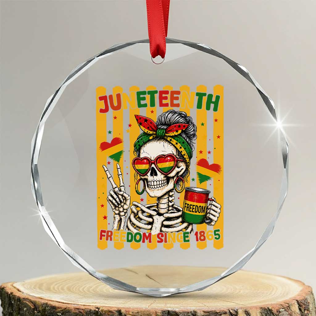 Skeleton Juneteenth Freedom Crystal Glass Ornament African American Pride Gift