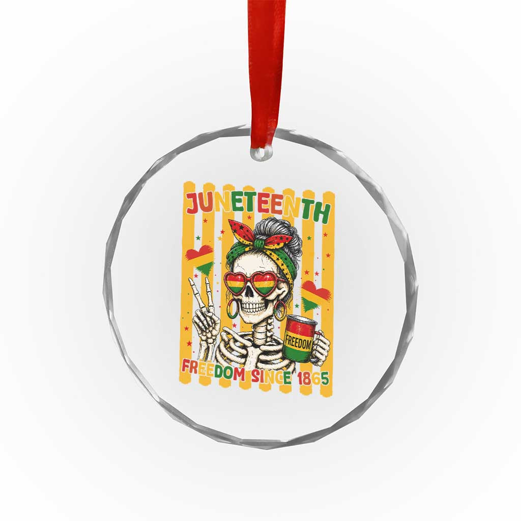 Skeleton Juneteenth Freedom Crystal Glass Ornament African American Pride Gift