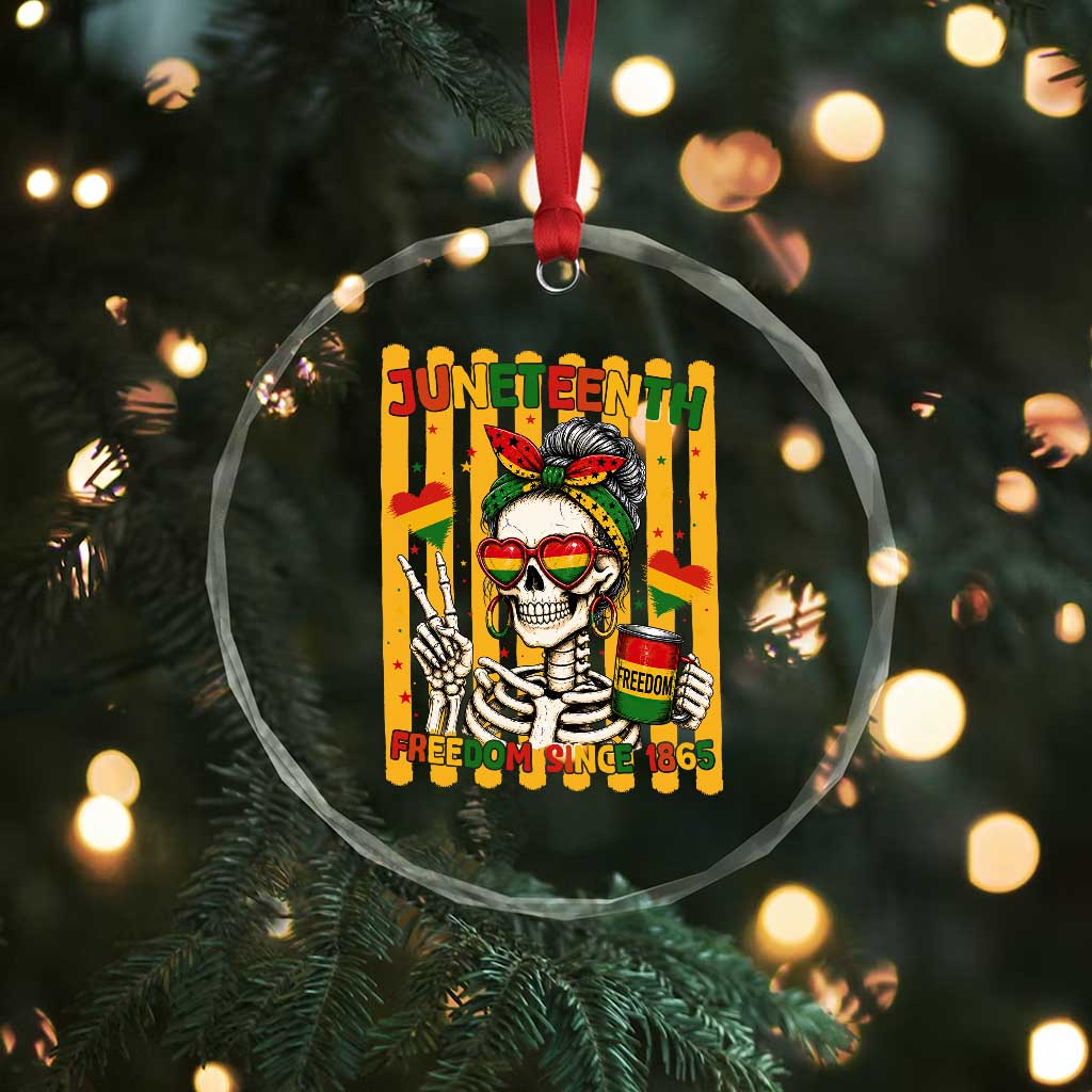 Skeleton Juneteenth Freedom Crystal Glass Ornament African American Pride Gift