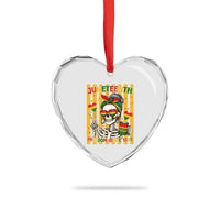 Skeleton Juneteenth Freedom Heart Crystal Glass Ornament African American Pride Gift