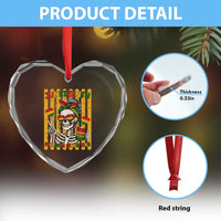 Skeleton Juneteenth Freedom Heart Crystal Glass Ornament African American Pride Gift