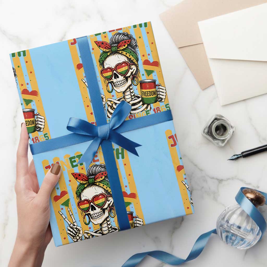 Skeleton Juneteenth Freedom Wrapping Paper Roll African American Pride Gift