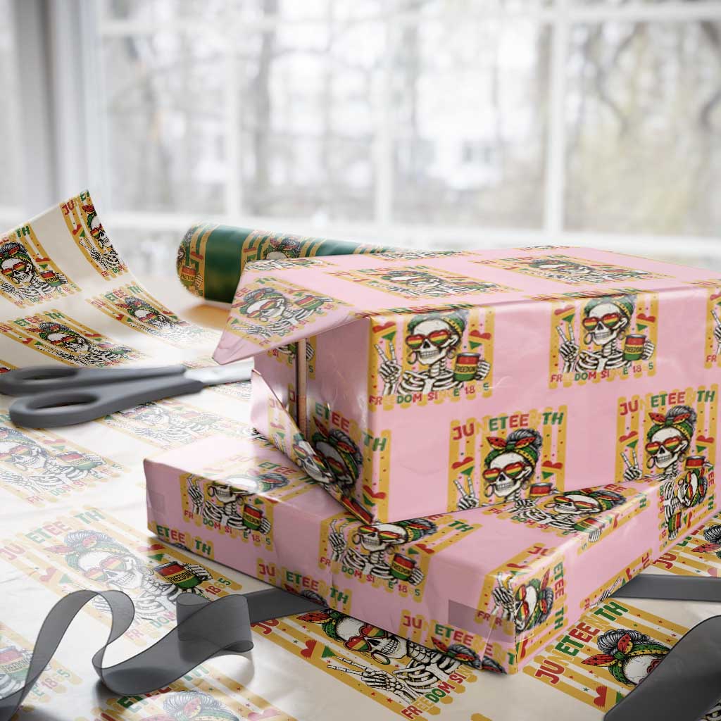 Skeleton Juneteenth Freedom Wrapping Paper Roll African American Pride Gift