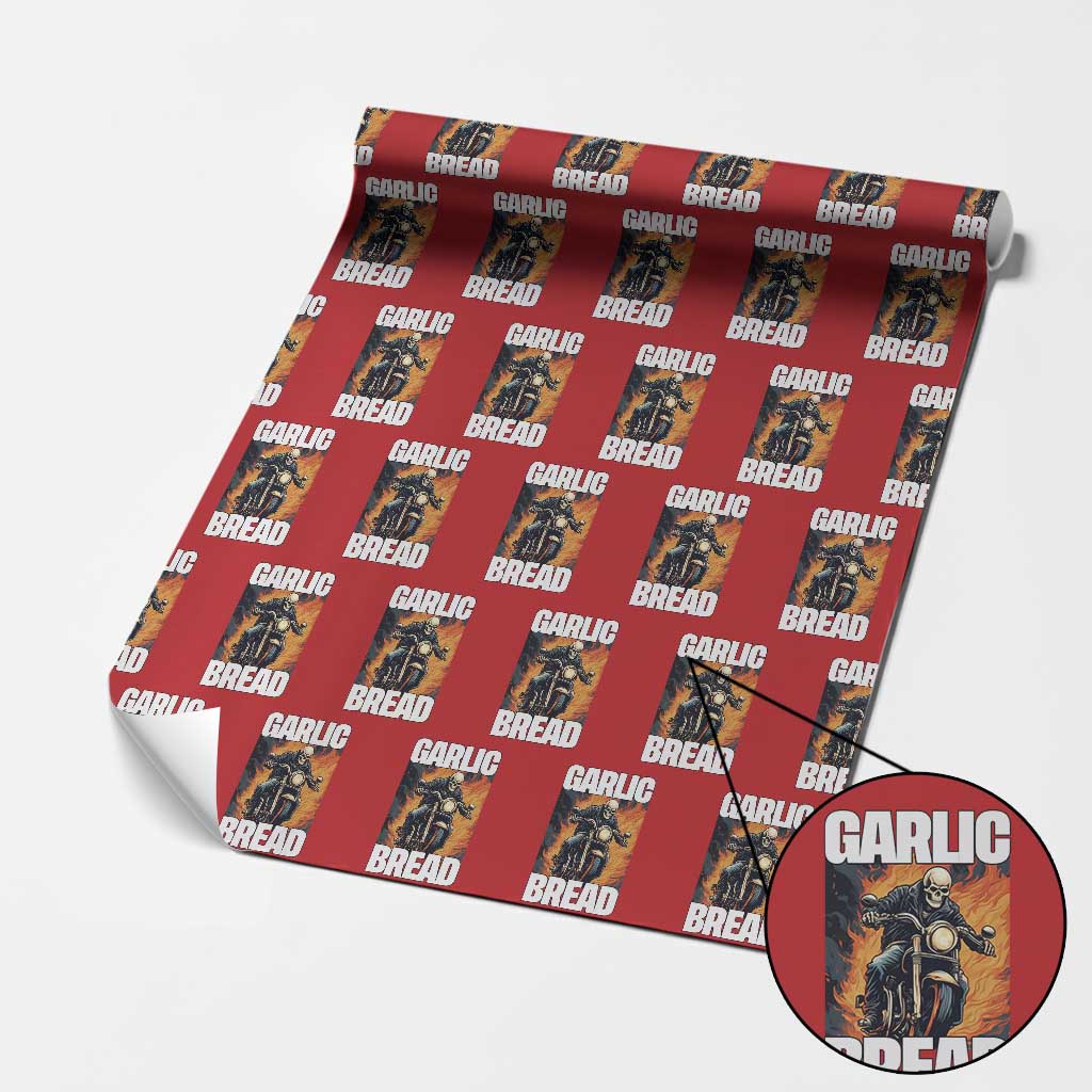 Skeleton Meme Wrapping Paper Roll Garlic Bread Flaming Biker On Fire Funny Edgy Hard Cringe