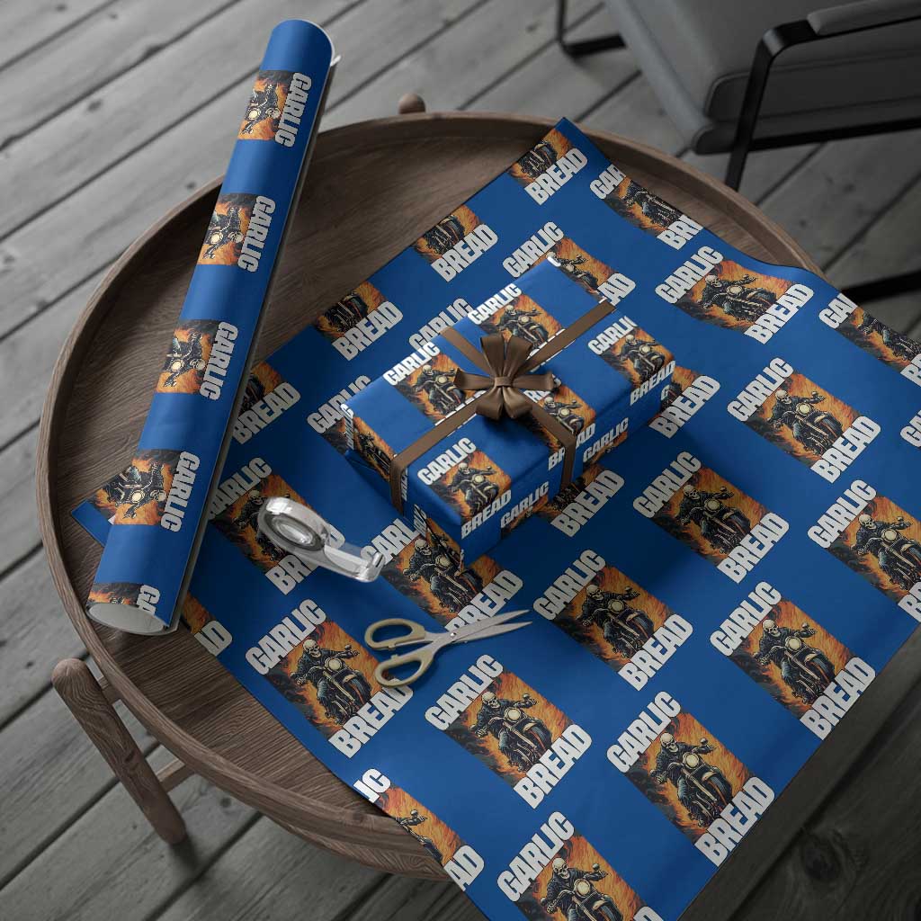 Skeleton Meme Wrapping Paper Roll Garlic Bread Flaming Biker On Fire Funny Edgy Hard Cringe