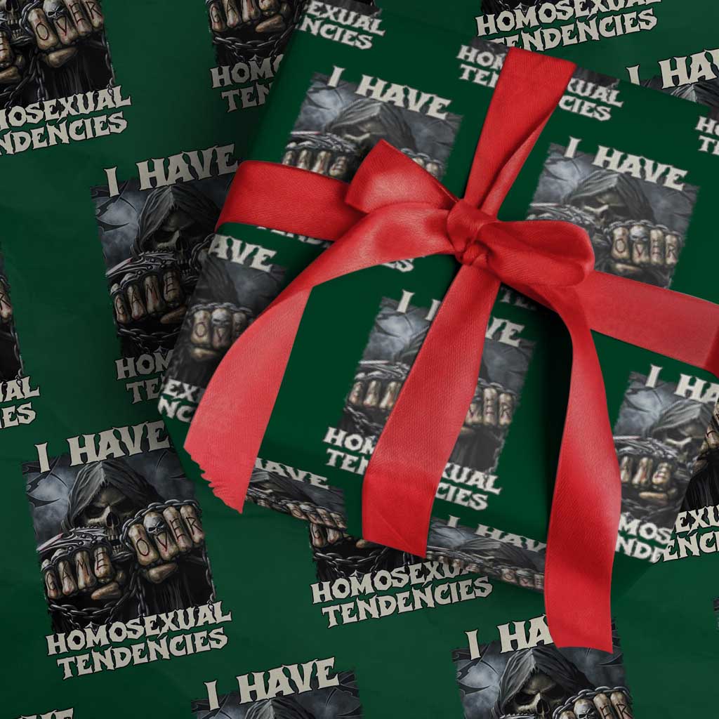 Skeleton Meme Wrapping Paper Roll I Have Homosexual Tendencies Funny Edgy Hard Cringe