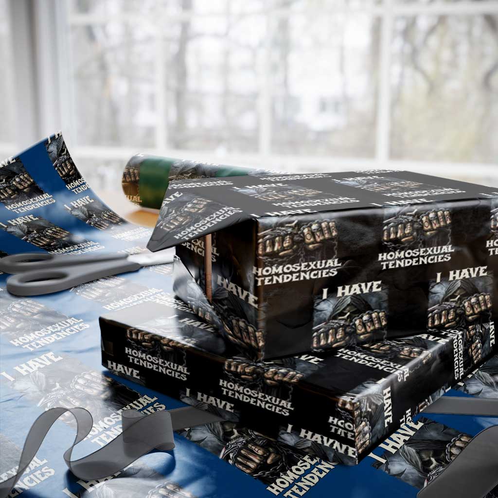 Skeleton Meme Wrapping Paper Roll I Have Homosexual Tendencies Funny Edgy Hard Cringe