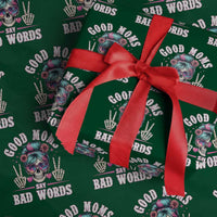 Skeleton Messy Bun Mom Wrapping Paper Roll Good Moms Say Bad Words