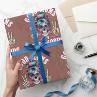 Skeleton Messy Bun Mom Wrapping Paper Roll Good Moms Say Bad Words
