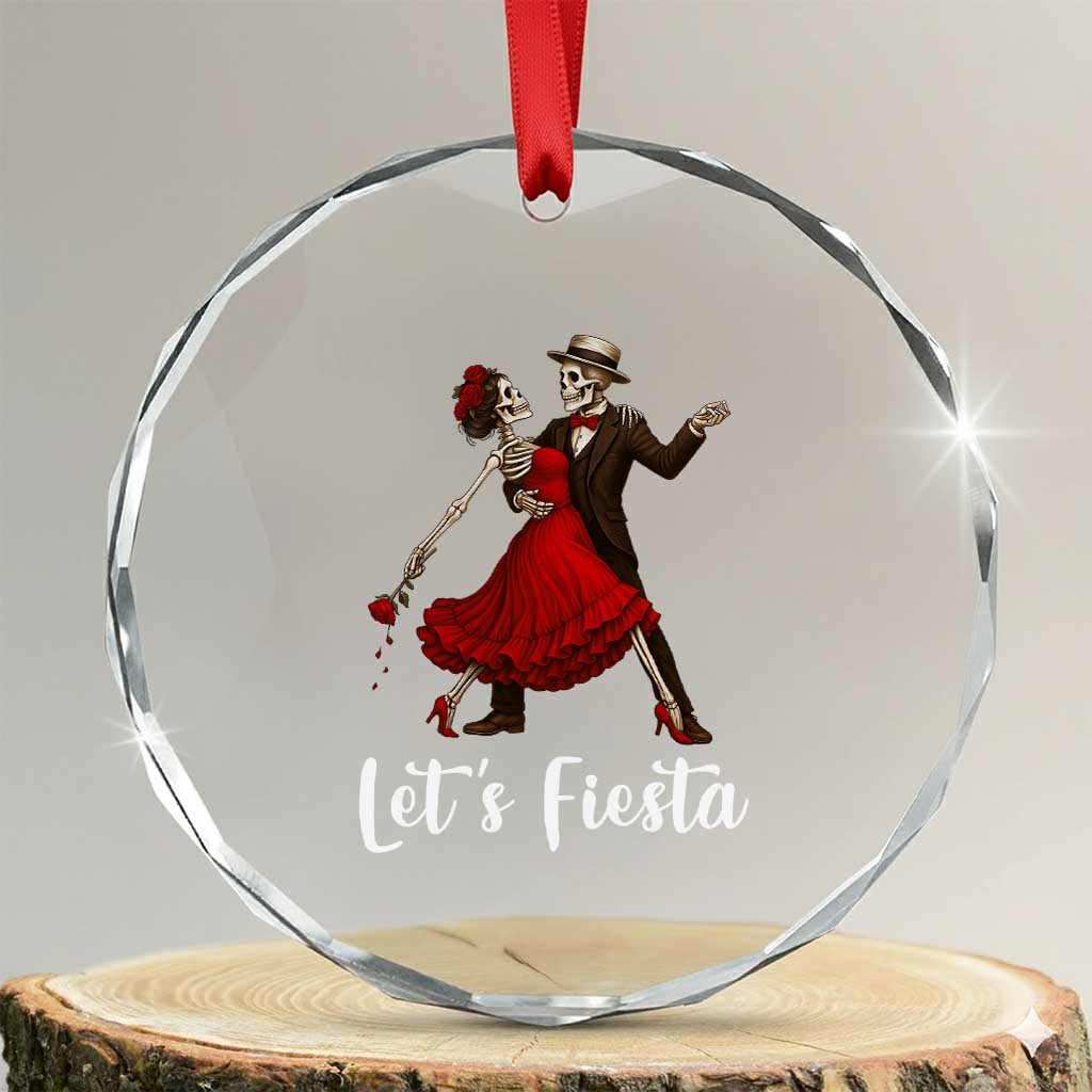 Skeleton Mexican Christmas Crystal Glass Ornament Let us Fiesta - Wonder Print Shop