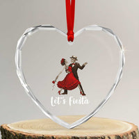 Skeleton Mexican Christmas Heart Crystal Glass Ornament Let us Fiesta - Wonder Print Shop