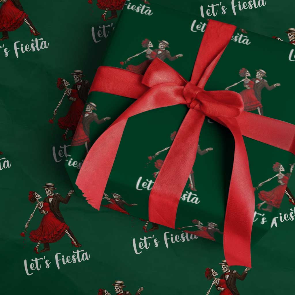 Skeleton Mexican Christmas Wrapping Paper Roll Let us Fiesta - Wonder Print Shop