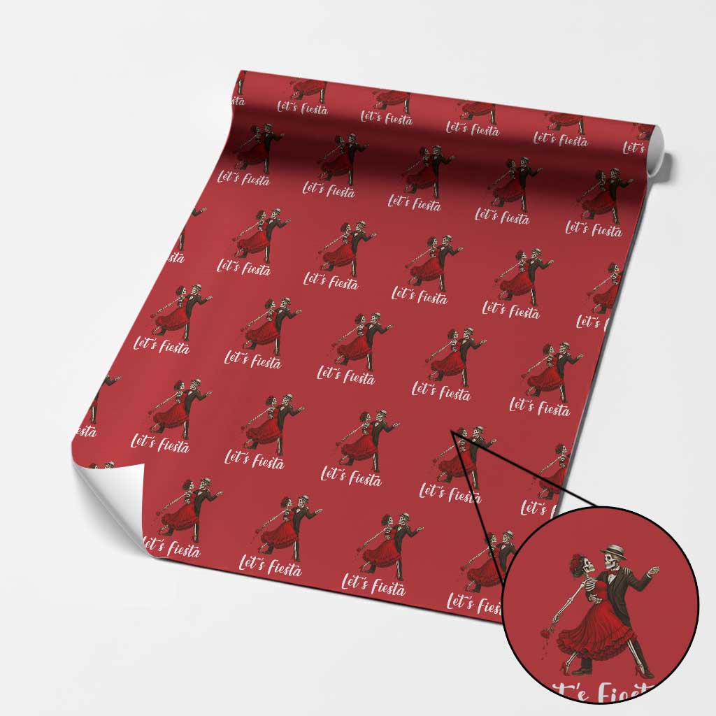 Skeleton Mexican Christmas Wrapping Paper Roll Let us Fiesta - Wonder Print Shop