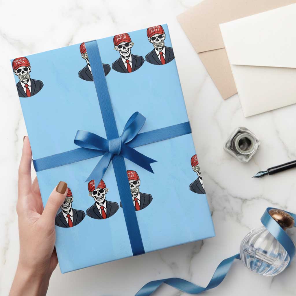 Skeleton See No Crimes Hear No Truth Wrapping Paper Roll Funny Political Satire