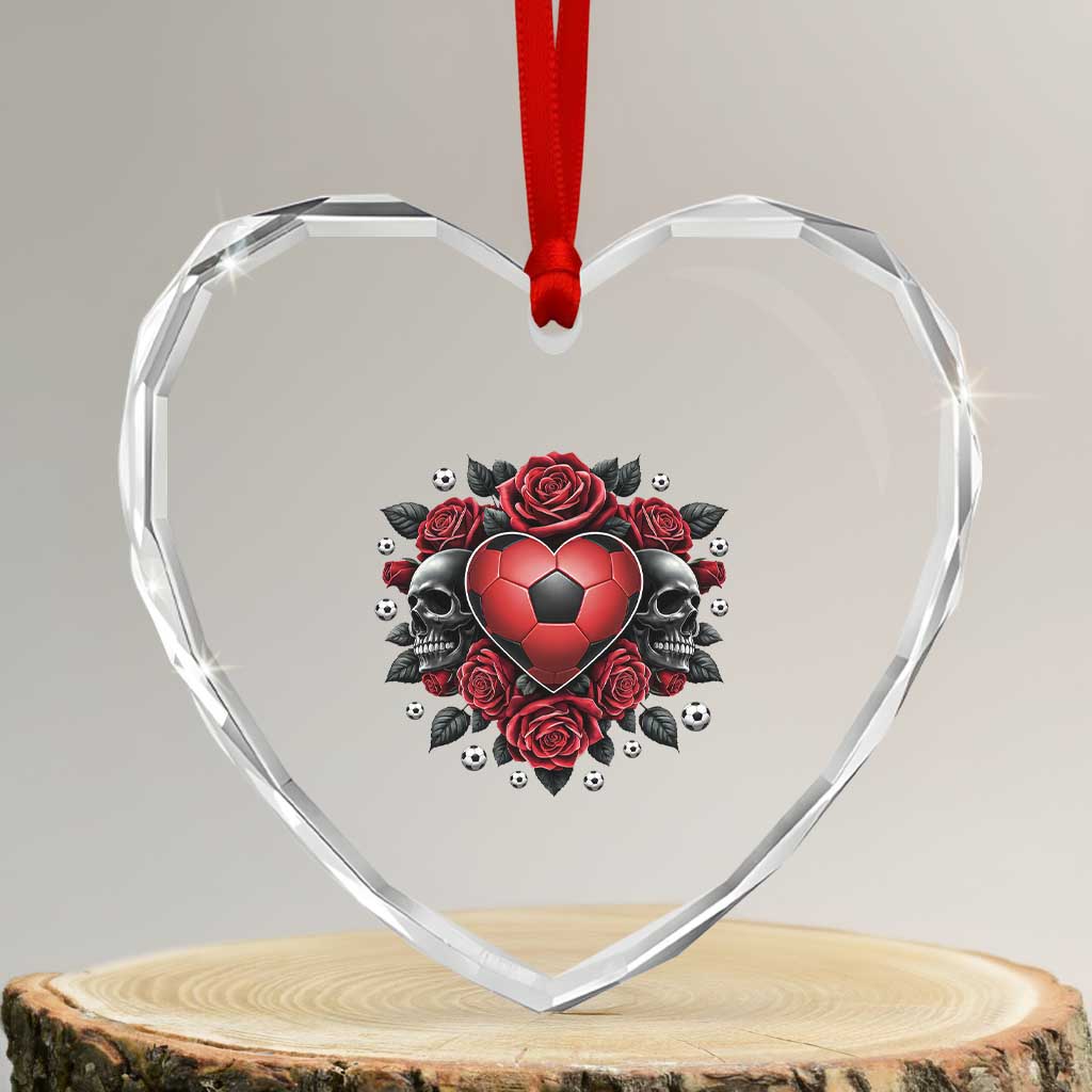 Skeleton Soccer Player Heart Crystal Glass Ornament Valentine Day Gift