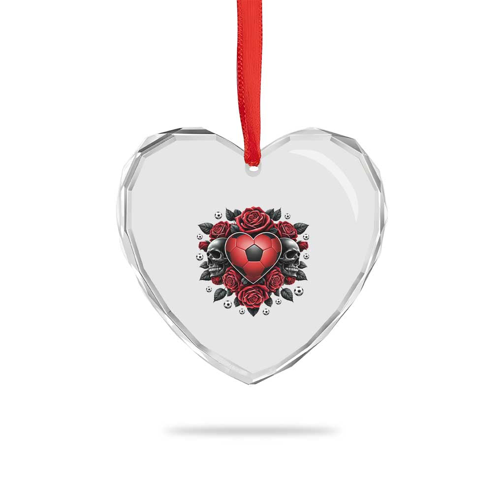 Skeleton Soccer Player Heart Crystal Glass Ornament Valentine Day Gift