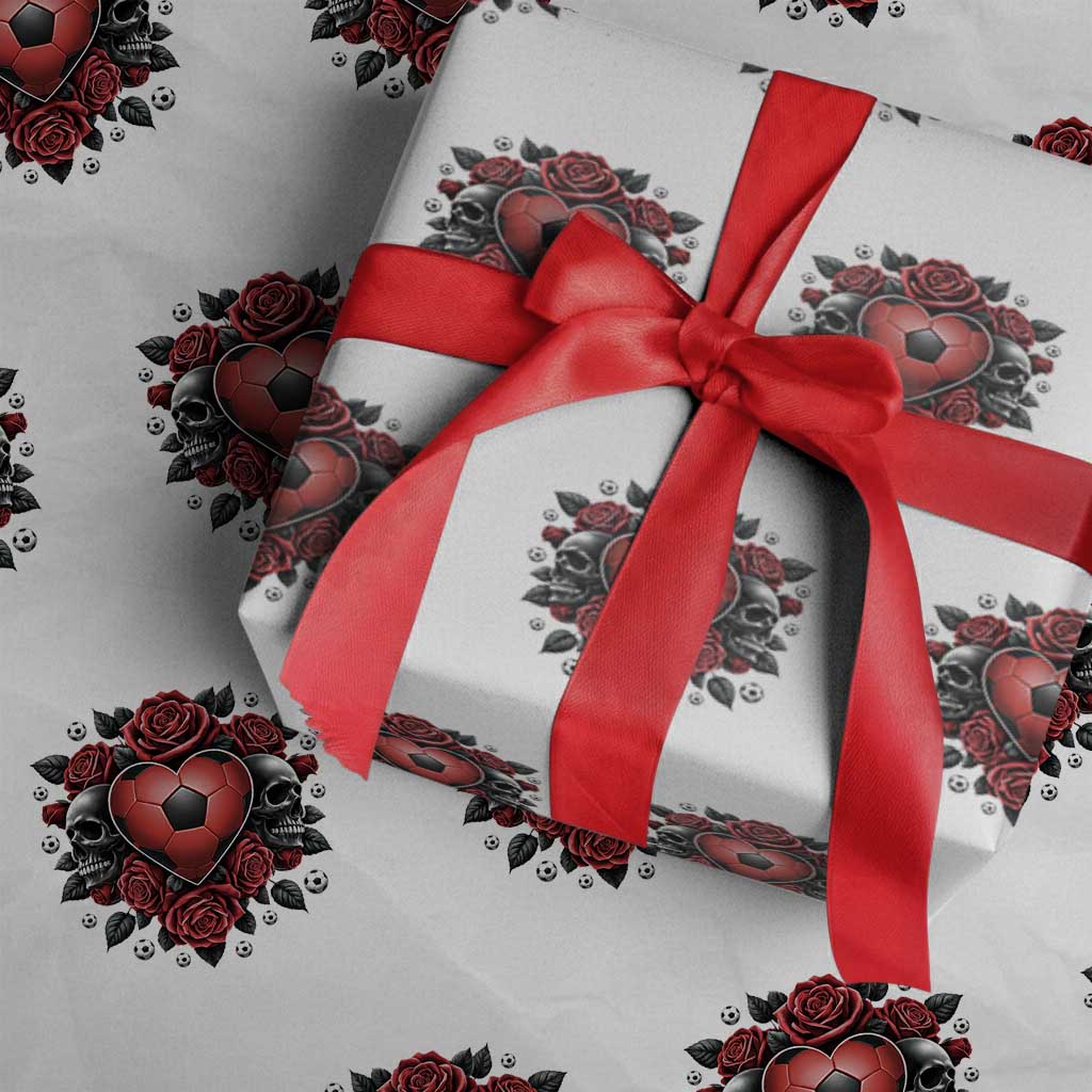 Skeleton Soccer Player Wrapping Paper Roll Valentine Day Gift