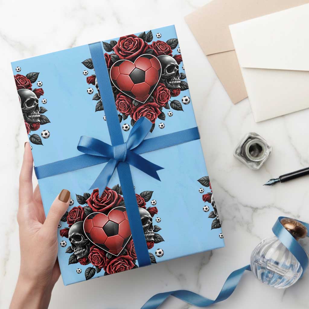 Skeleton Soccer Player Wrapping Paper Roll Valentine Day Gift