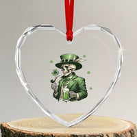 Skeleton St Patricks Day Drinking Heart Crystal Glass Ornament Irish Party Gift