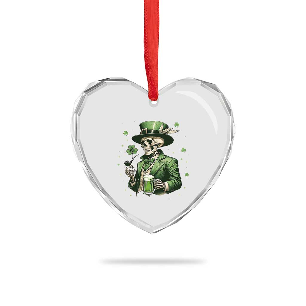 Skeleton St Patricks Day Drinking Heart Crystal Glass Ornament Irish Party Gift
