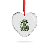 Skeleton St Patricks Day Drinking Heart Crystal Glass Ornament Irish Party Gift