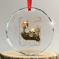 Skeleton Whiskey Crystal Glass Ornament I Will Take My Whiskey Neat No Ice