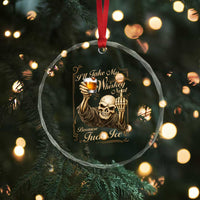 Skeleton Whiskey Crystal Glass Ornament I Will Take My Whiskey Neat No Ice