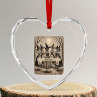 Skeleton Witches Coven Oktoberfest Heart Crystal Glass Ornament German Dirndl Spooky Beer Festival Gift