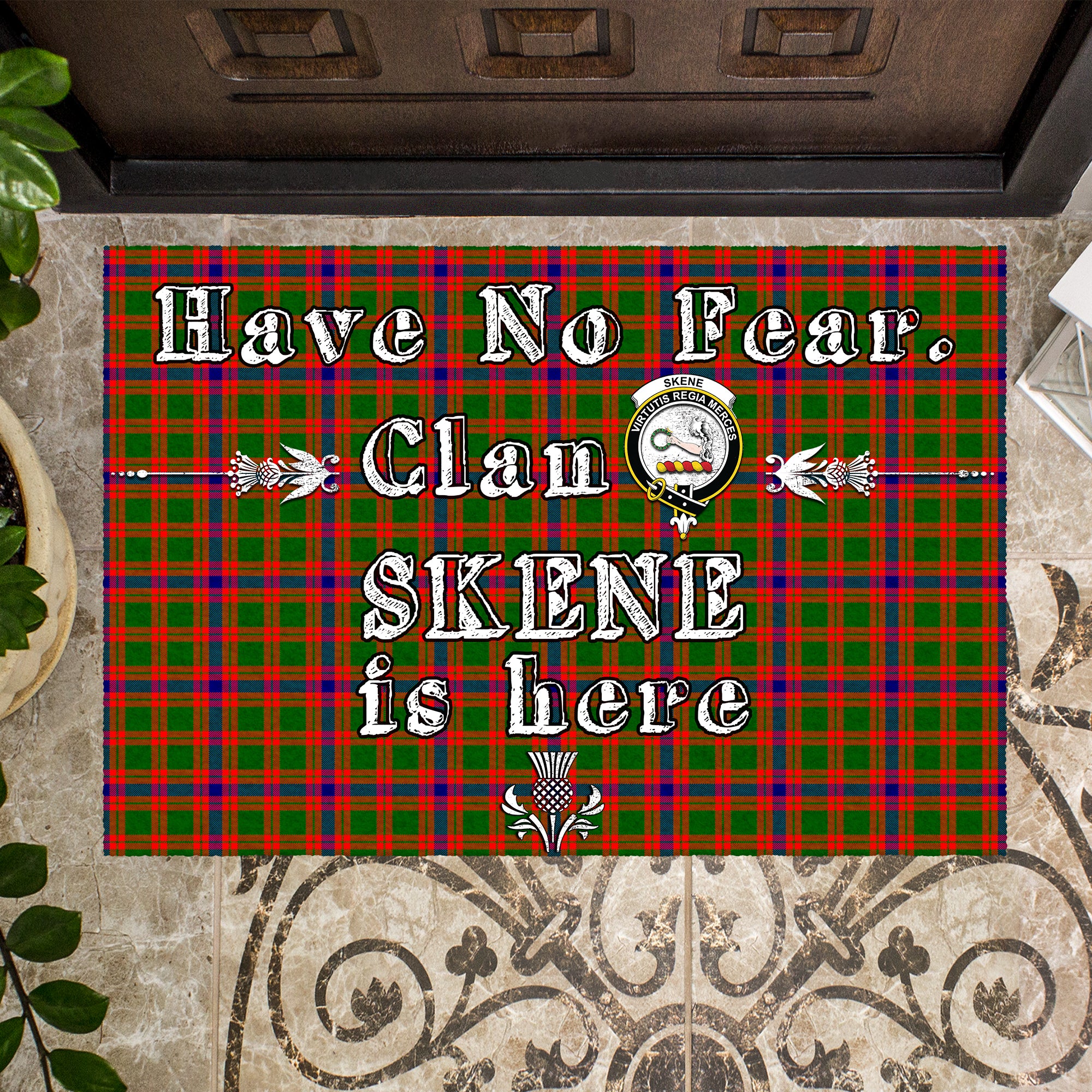 skene-modern-clan-tartan-door-mat-family-crest-have-no-fear-tartan-door-mat