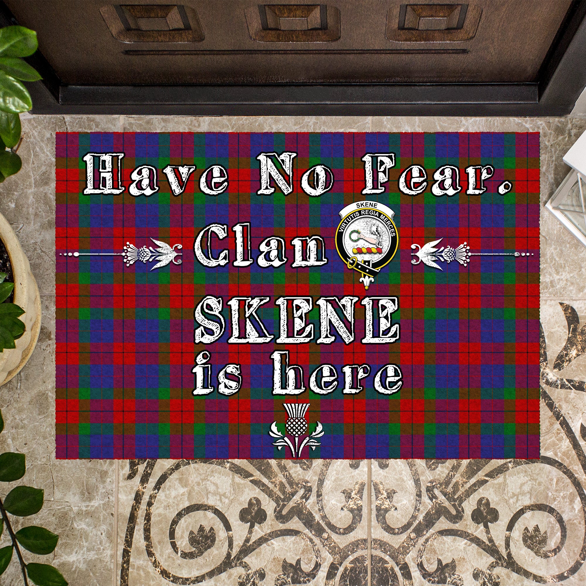 skene-of-cromar-clan-tartan-door-mat-family-crest-have-no-fear-tartan-door-mat
