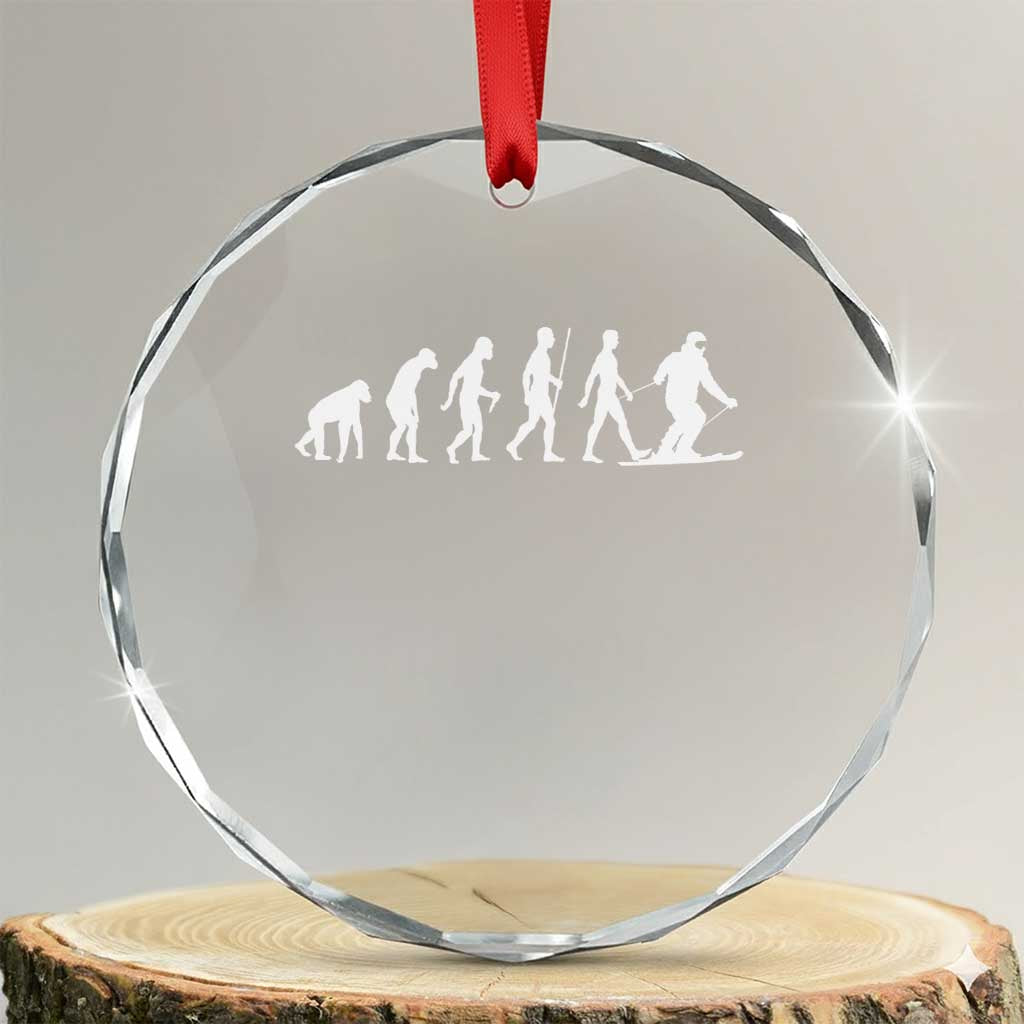 Ski Evolution Crystal Glass Ornament Funny Skiing Lover Skiers - Wonder Print Shop