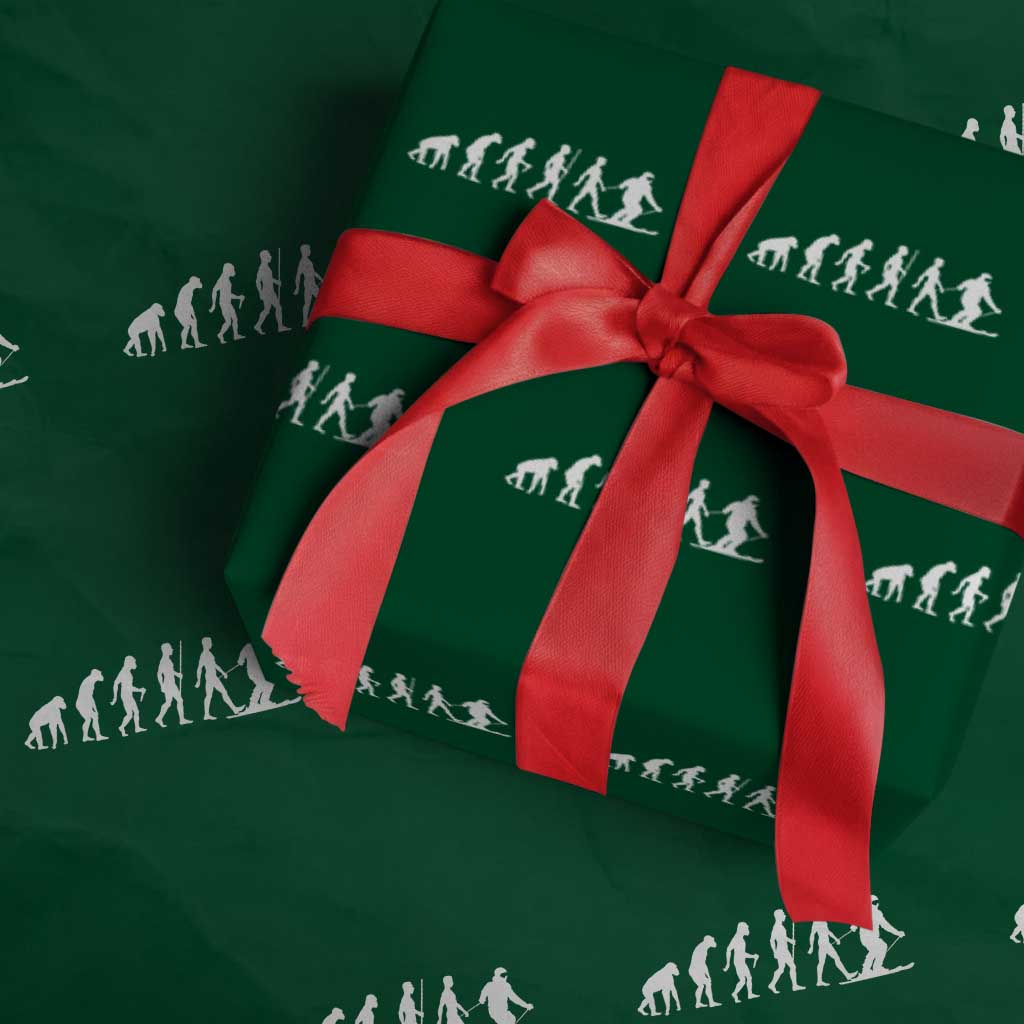 Ski Evolution Wrapping Paper Roll Funny Skiing Lover Skiers - Wonder Print Shop