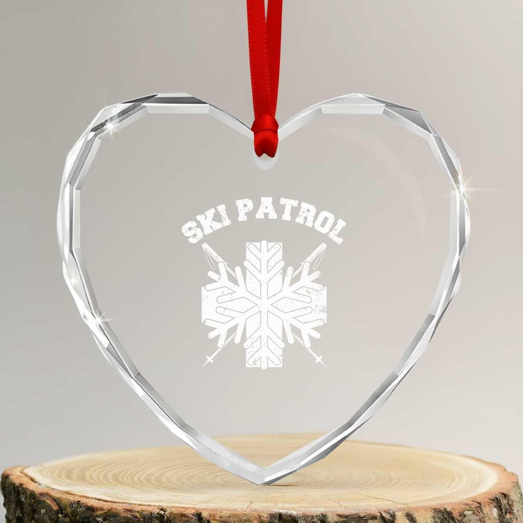 Ski Patrol Heart Crystal Glass Ornament Mountain Rescue Winter Slopes Skiing Snowboarding - Wonder Print Shop
