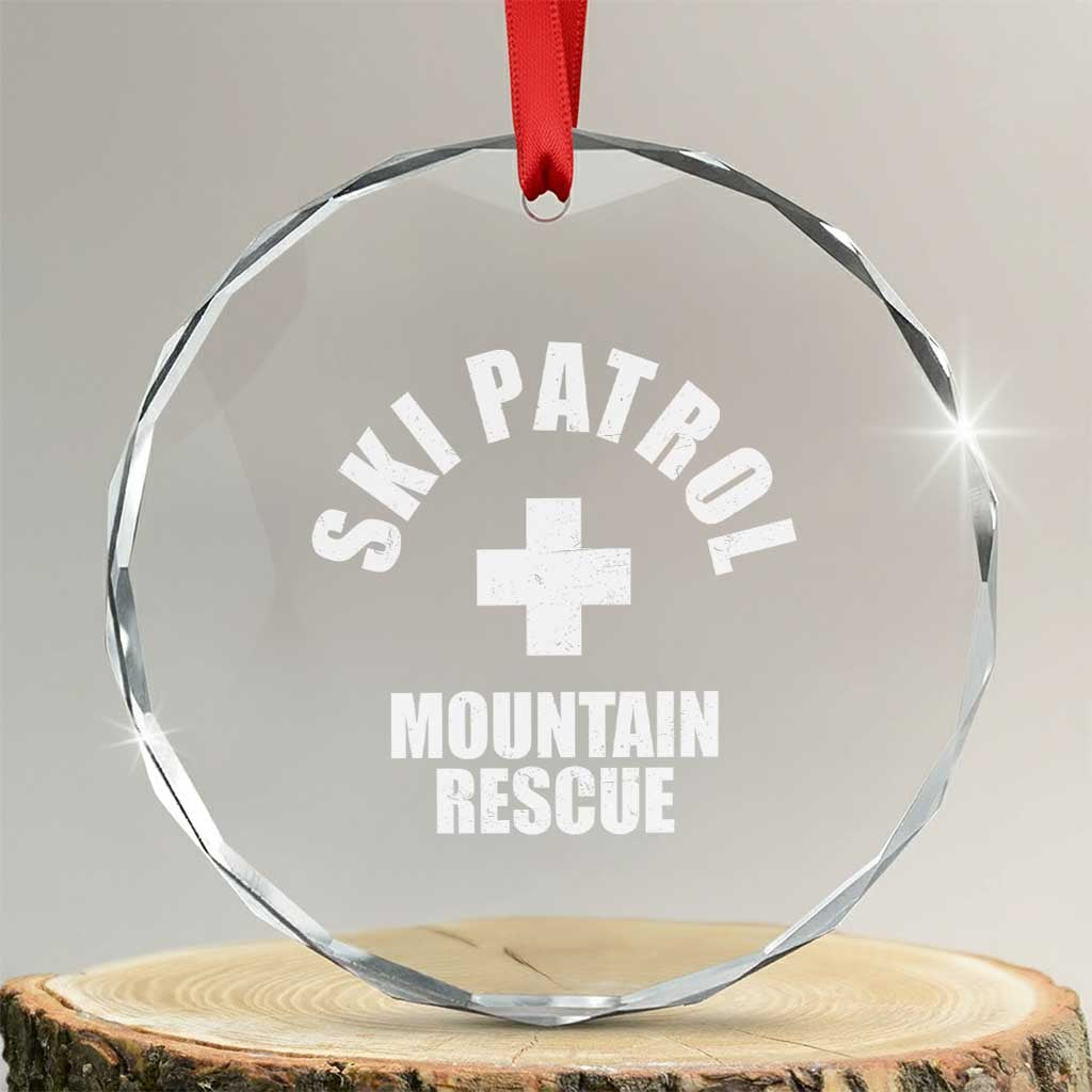 Ski Patrol Mountain Rescue Crystal Glass Ornament Winter Slopes Skiing Snowboarding - Wonder Print Shop