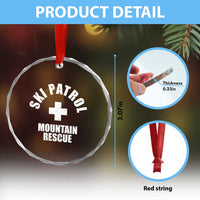 Ski Patrol Mountain Rescue Crystal Glass Ornament Winter Slopes Skiing Snowboarding - Wonder Print Shop