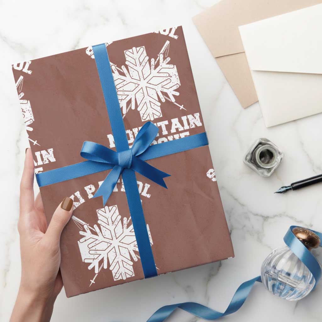 Ski Patrol Mountain Rescue Wrapping Paper Roll Winter Slopes Skiing Snowboarding Snowflake - Wonder Print Shop