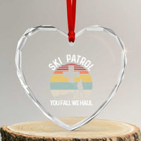 Ski Patrol You Fall We Haul Heart Crystal Glass Ornament Funny Skiing Skier Winter Sport - Wonder Print Shop